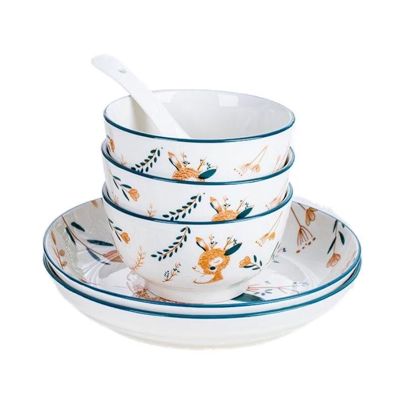 Abay Ceramic Deer Fish Plates