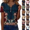 Sommer Oberteile für Damen Knopfleisten Blusen für Damen Elegant Lässig V-Ausschnitt T-Shirts