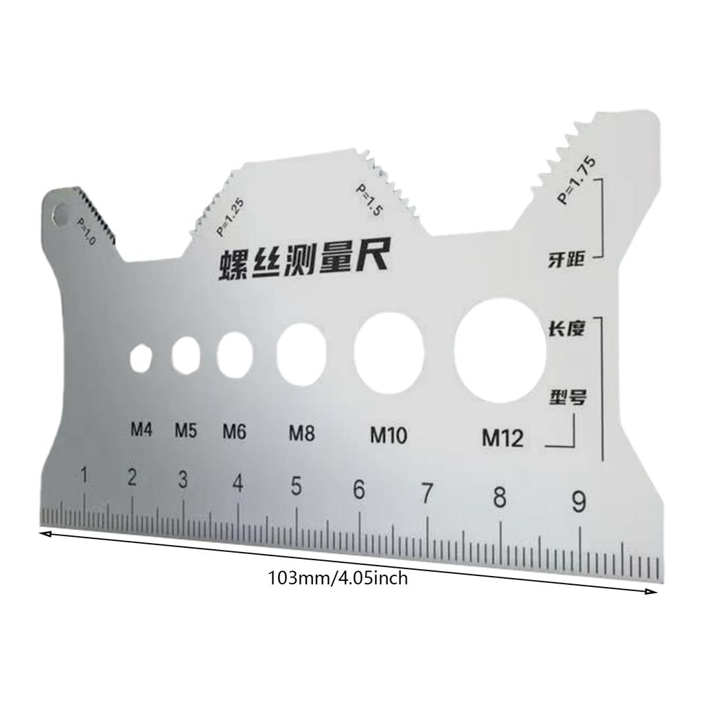 Steel Screw Measuring Card Portable Screw Size Measuring Tool with Clear Scale for Engineers Technicians for M4/M5/M6/M8