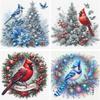 Christmas Bird Full 11CT DIY Stamped Cross Stitch Kits 15.75x15.75inch Printed Cross-Stitch Kits for Beginners Adults Home Decor