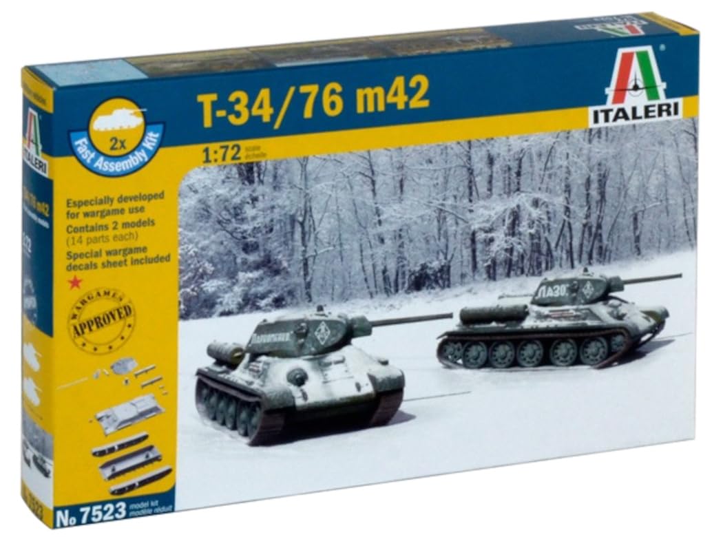 

Platz Italeri 1/72 Вторая мировая война Советский Т-34/76 м42 Набор пластиковых моделей двух танков IT7523 (танк)