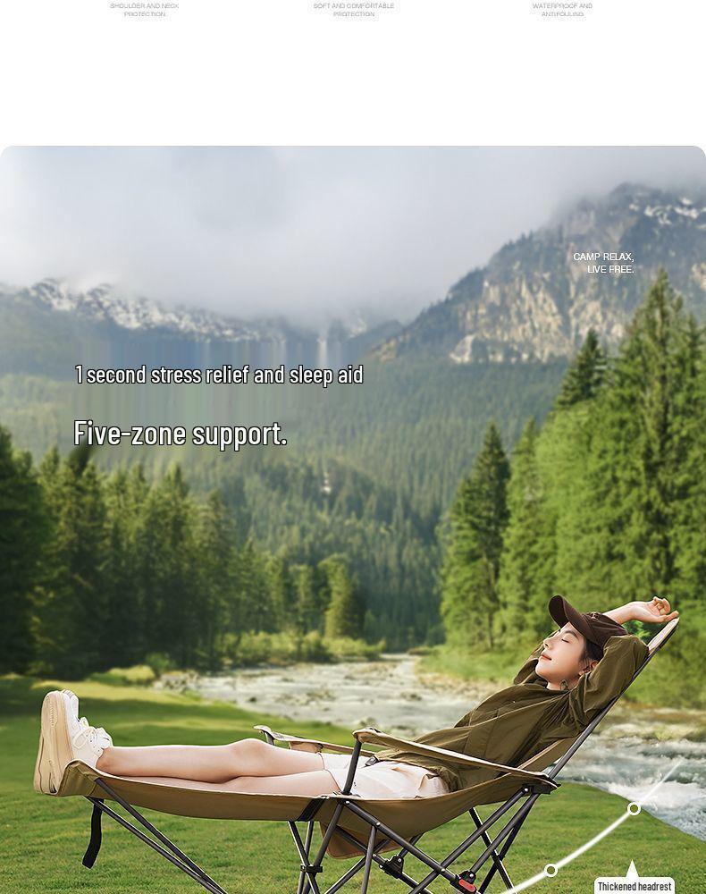 Four-Gear Adjustable Padded Folding Moon Chair for Sitting & Sleeping