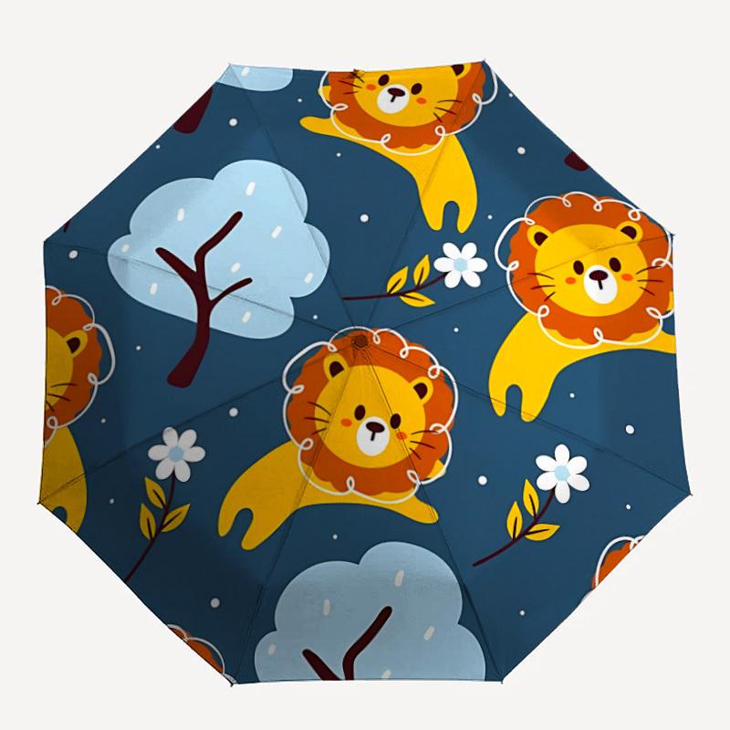 1pc Lion Pattern Automatic Folding Umbrella - Portable Collapsible 8-Rib Umbrella for All Seasons yy251119158