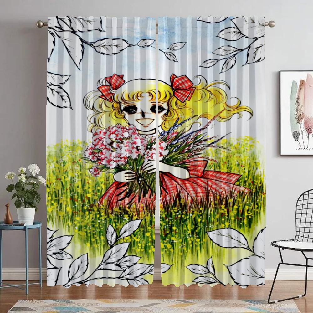 Halloween Dekoration Godis Godis Köksgardiner för Kameraskärmar Avdelare Eleganta Rumsgardiner 2 Stycken Fönstergardin Hem