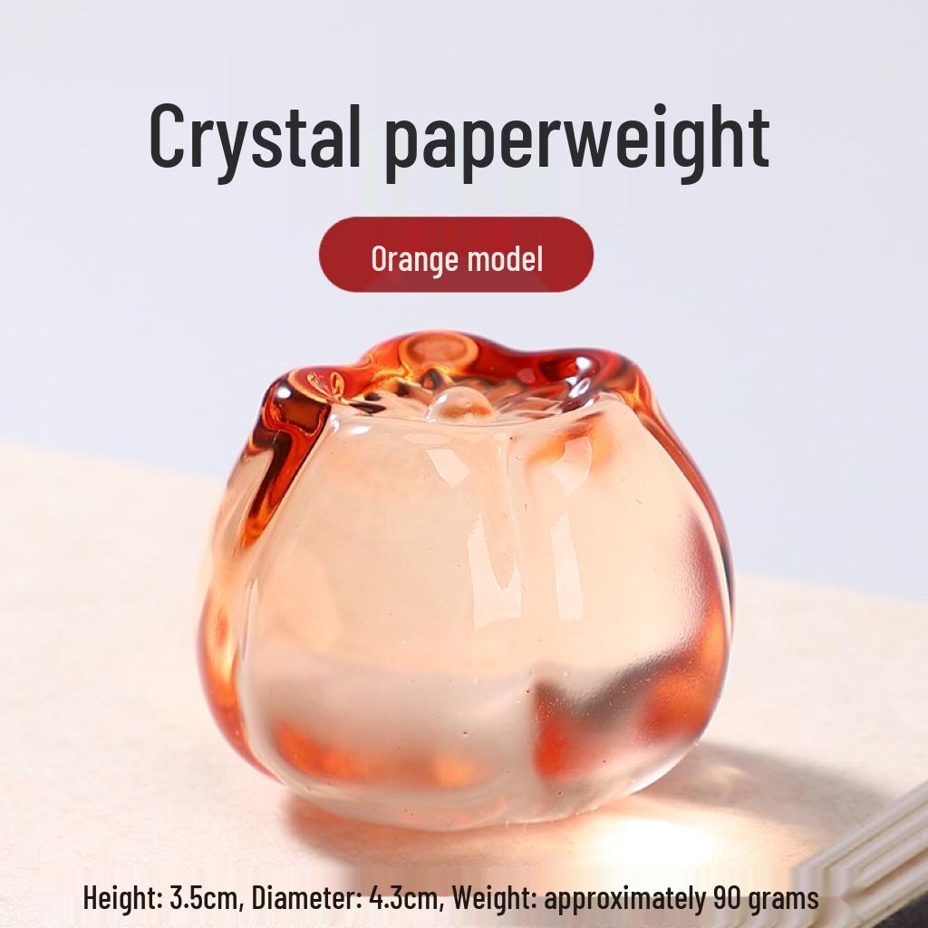 Pear Flower Crystal Glass Paperweight & Ruler: Elegant Decor for Calligraphy, Painting, and Cute Tea Pet.
