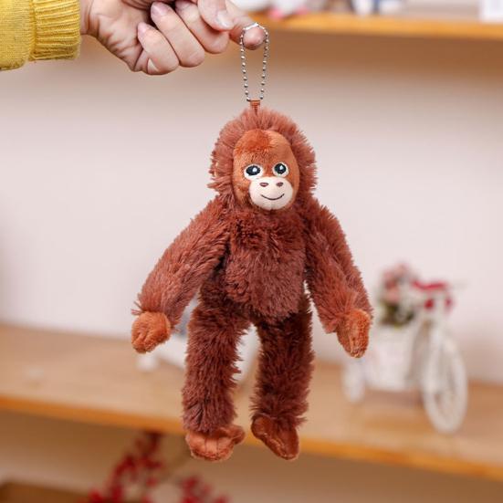 Plysch Orangutang Docka Hänge Mjuk Fluffig Orangutang Nyckelringshänge Gosedjur Ryggsäckshänge för Nyckelring Handväska Skolväska Dekoration