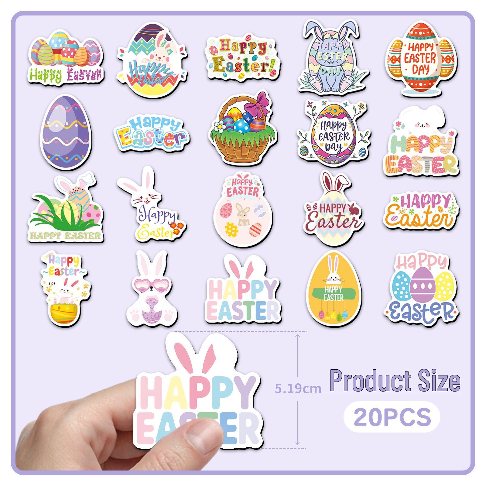 20-Piece Easter Egg & Bunny Cartoon Refrigerator Magnet Set - Waterproof & Adhesive. 5.5-8.5 CM