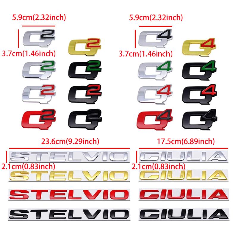 BEZO1 3D Metal Q2 Q4 Letter Badge Rear Giulia Stelvio Trunk Emblem Car Stickers For Alfa Romeo Giulia Stelvio Car Styling Accessories