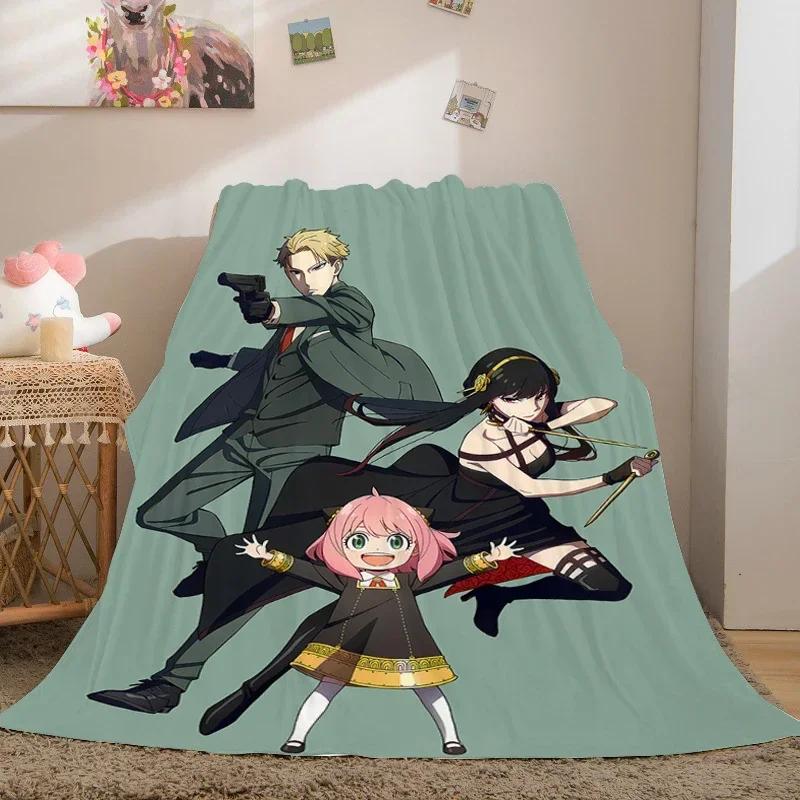 Anime Sofa Blankets for Winter A-Spy×Family Warm Knee Bed Fleece Camping Fluffy Soft Blankets King Size Microfiber Bedding