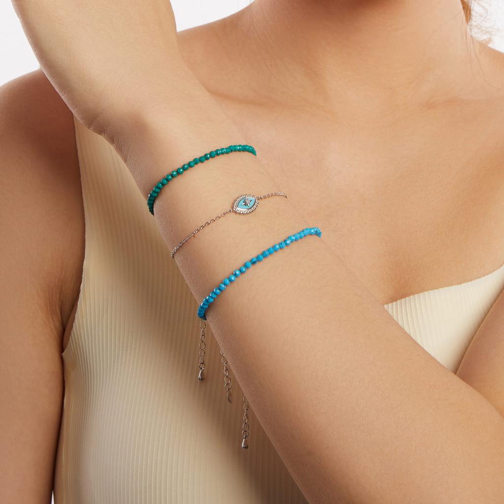 Silver Bracelet with Blue Crystals, Silver 925