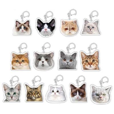 Ciondolo Gatto Cartone Animato Portachiavi a Forma di Animale Carino Portachiavi Acrilico Ornamento per Borsa