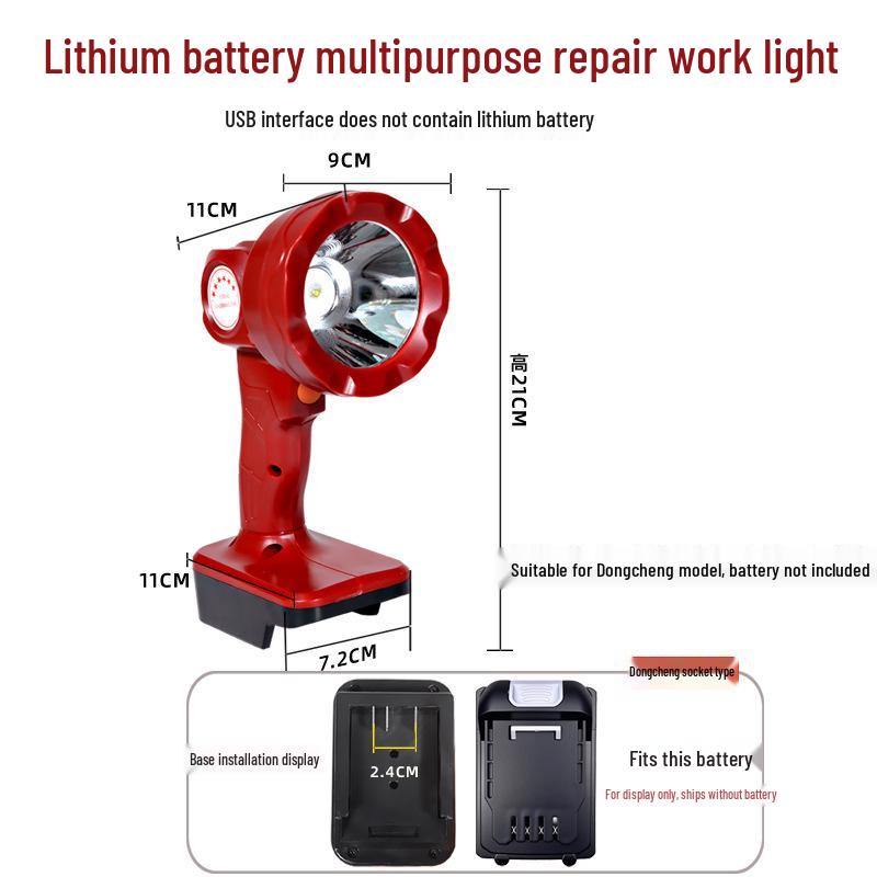 21V LED Lithium Battery Work Light: Ultra-Bright Makita Style for Outdoor Repair & Fishing