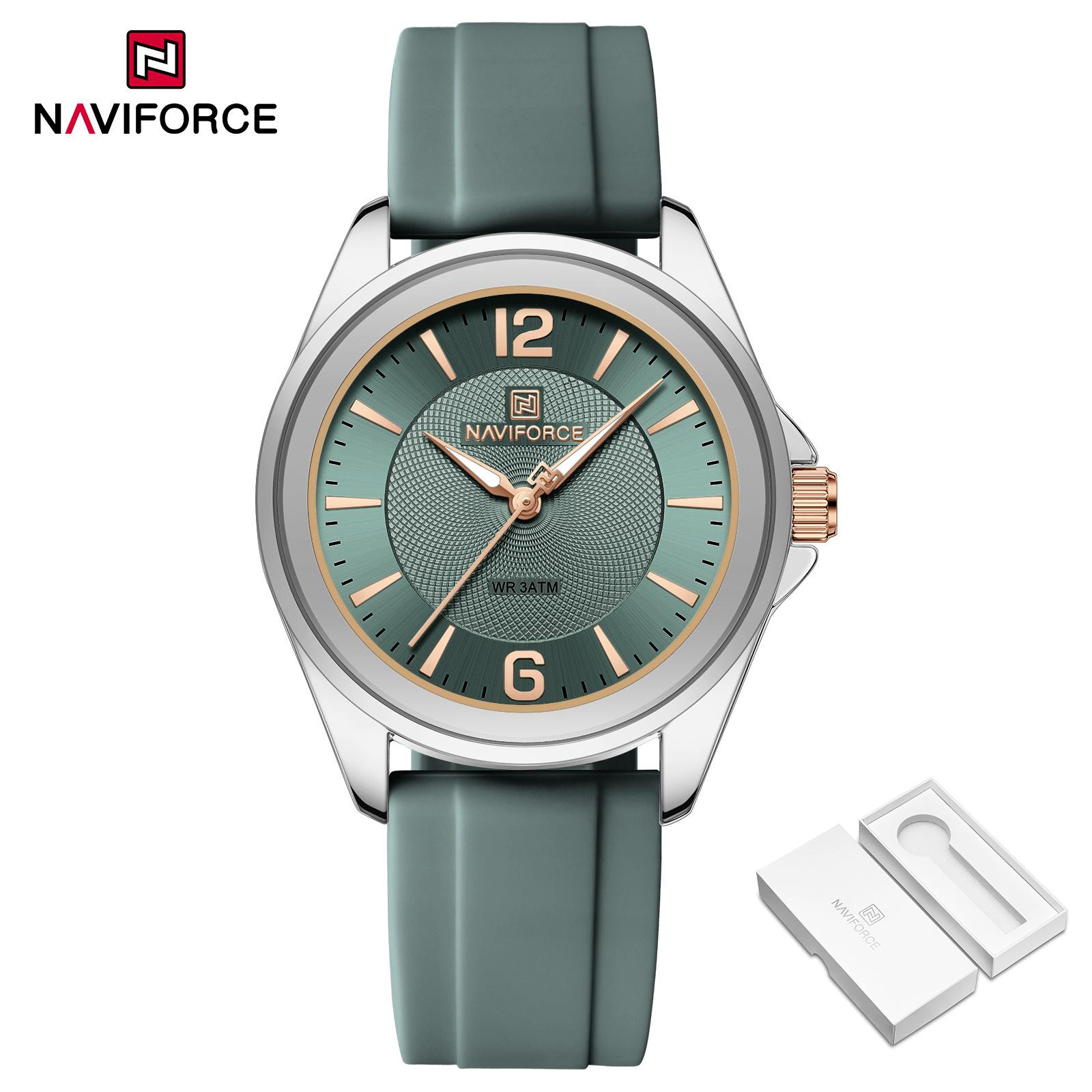 

NAVIFORCE Original Quartz Simple Women s Watch Breathable Silicone Strap 3ATM Grade Waterproof Casual Fashion Lady Women s Lightweight Watch NF5068