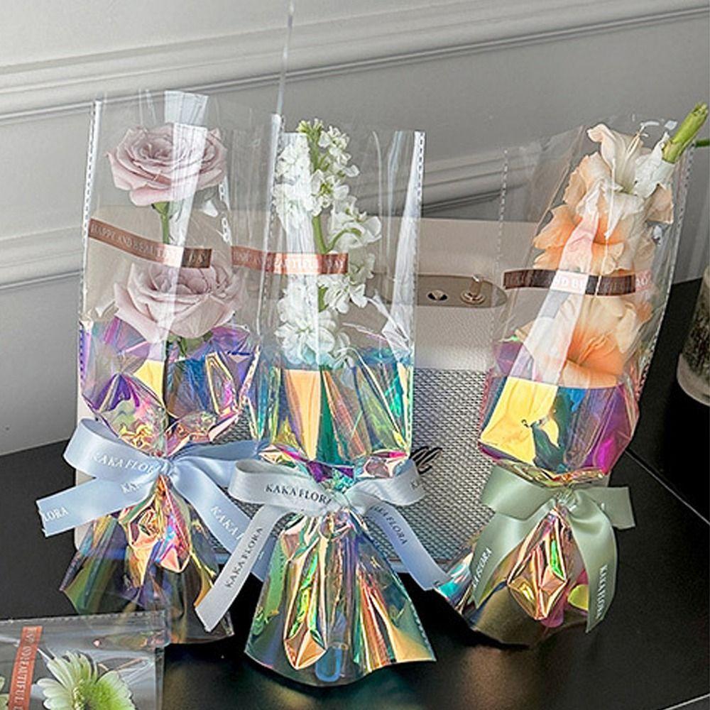 10pcs Romantic Bouquet Packaging Bags Colorful Flower Arrangement Bags  Teacher's Day