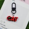 Cartoon Resin Black Cat Christmas Apple Keychain Pendant for Backpacks