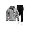 Men's Multi-Pocket Hoodie and Sweatpants Set - Solid Color, Spring/Autumn Sportswear