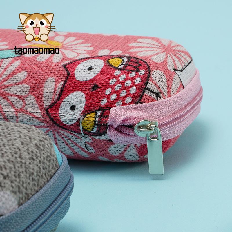 Neues hochwertiges ovales Cartoon-Brillenetui mit Reißverschluss - Stilvolle Aufbewahrung für Schüler & Frauen