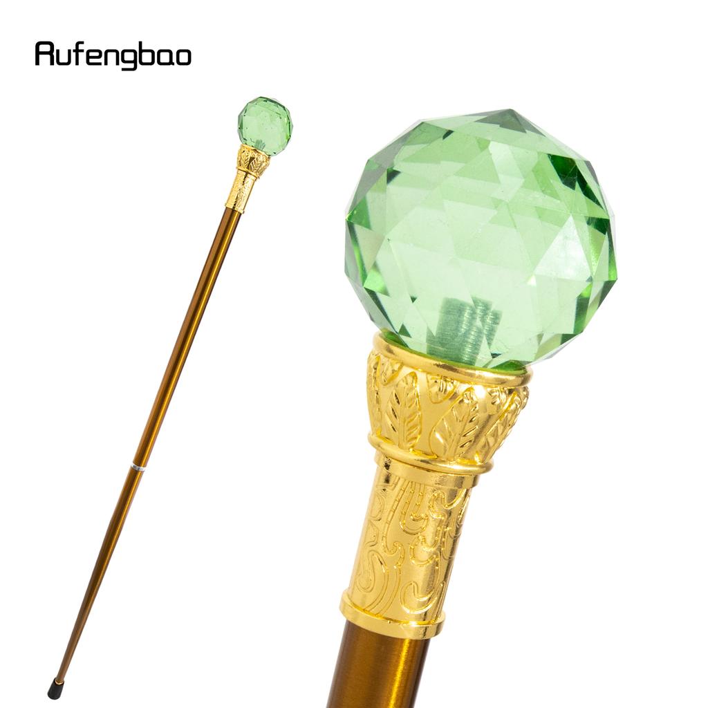 Green Glass Ball Golden Walking Cane Fashion Luxury Stick Cane Stage Cane Decorative Cosplay and Parties, for Cosplay & Party