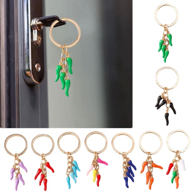 Fun Mini Chili Keyring Stylish Decorative Zinc Alloy Keychain Hanging Ornament For Keys Purses Gift