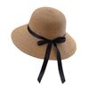 Cappello Estivo da Donna in Paglia Cappello da Sole alla Moda Marca Moda Fiocco Cappello da Sole Pieghevole Copri Viso Solare Cappello a Bordo Largo