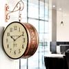 (12 INCH - Two Side English Numbers) Vintage Clock Iron Handcrafted Double Side Clock , Rose Gold Finish, Floral Design
