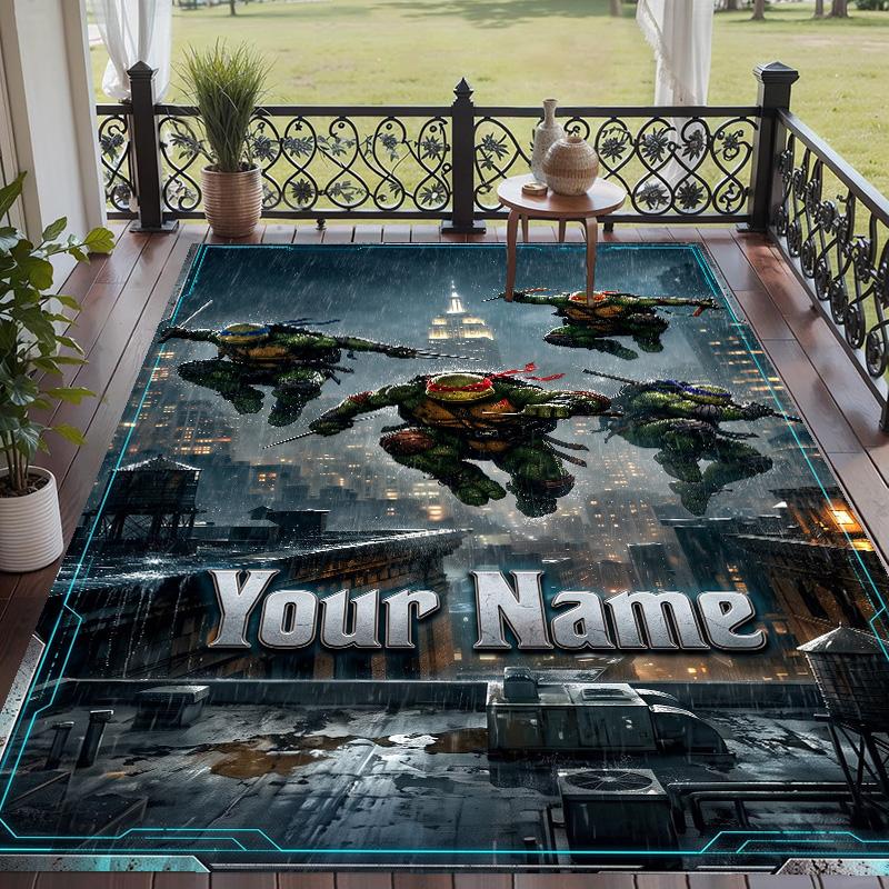 Custom Text Teenage Mutant Ninja Turtles Pattern Floor Rug Soft Indoor Carpet Mat Living Room Bedroom
