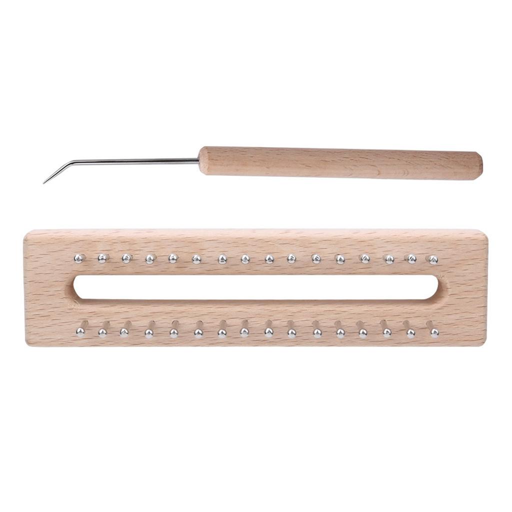 Rectangular Knitting Loom Hand Wooden Weaving Machine Kids Weaving Toy with Elbow Crochet Hook