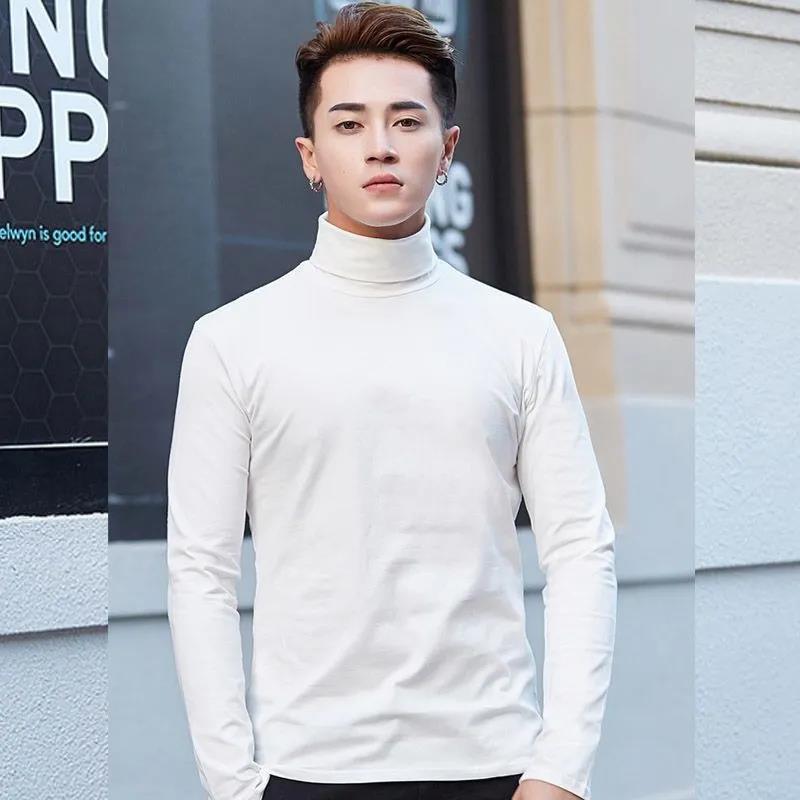 Winter Men's High Neck Bottoming Shirt Long Sleeves Plus Velvet Comfortable and Warm Inside