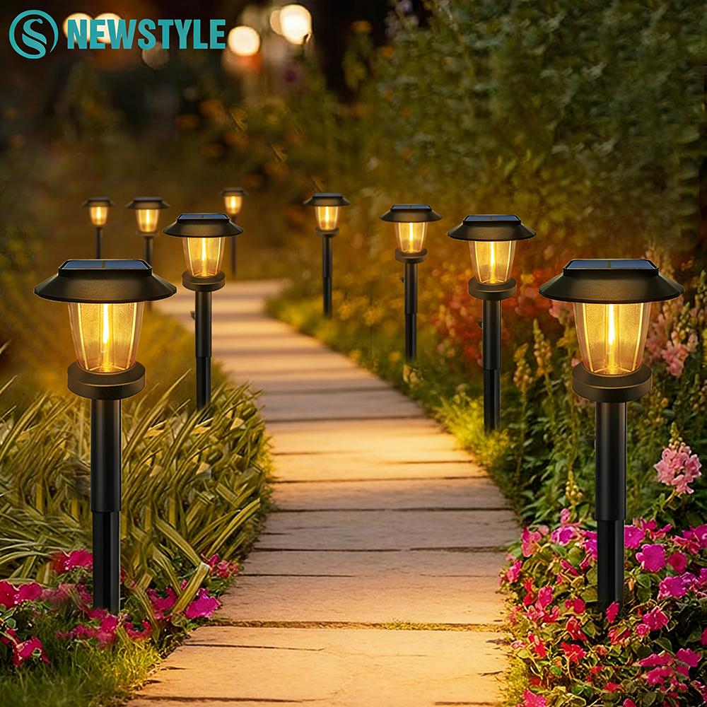 4/8Pcs Solar Pathway Lights Outdoor Waterproof Solar Tungsten Landscape Lighting Warm White Patio Pathway Walkway Decor