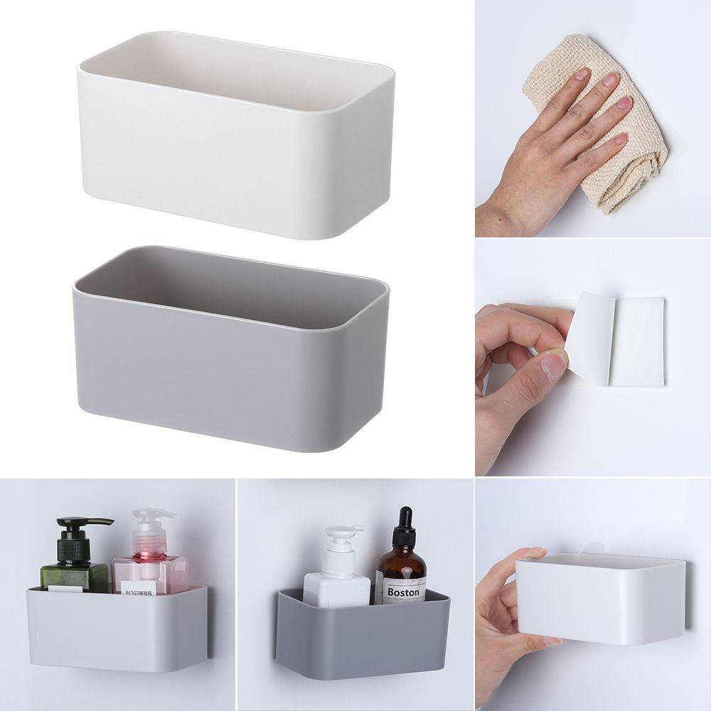 Wall Mounted Organizer Punch Free Remote Control Holder Fixed On Wall Cosmetic Box Stand Rack Adhesive Hanger Storage Case Cup Holders 5