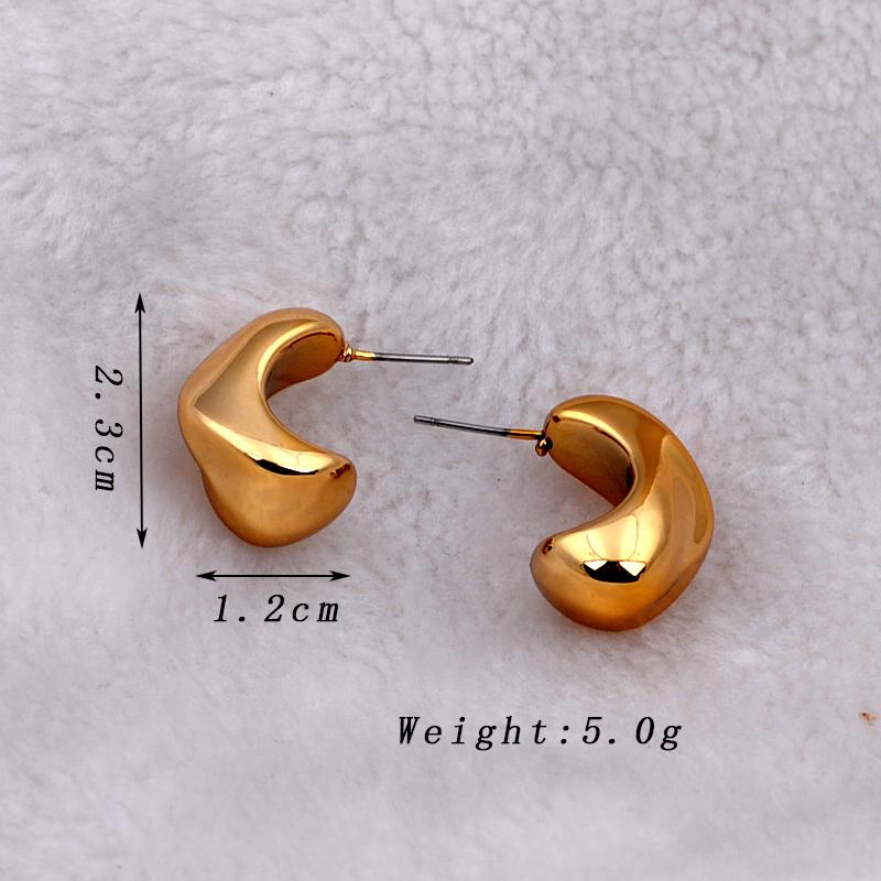 

Retro Chunky Metal Statement Earrings for Women Simple Zircon Trendy Geometry Twist Small C Shape Drop Earrings Gift