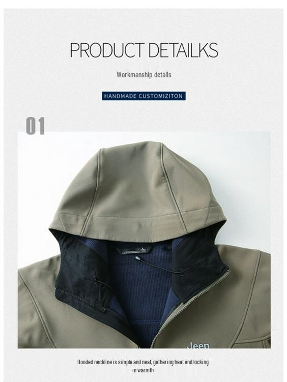 Men's 2025 Spring Softshell Hooded Windproof Waterproof Jacket - Casual Outdoor Workwear Coat