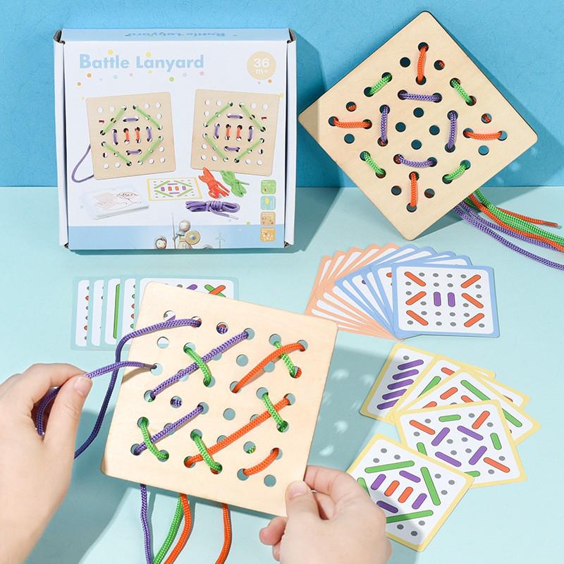

Children s Educational Threading Board: Shoelace-Tying, Logical Thinking & Concentration Game for Kindergarten.