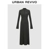 UR2026 Women's Spring Fashion Stand Collar Half-Zip A-Line Dress