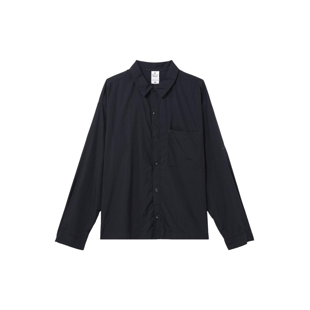 Nike Sportswear Tech Pack Solid Color Long Sleeve Collared Jacket Men Outerwear Black DX0206-010
