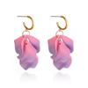 Pinkdudu Fashion Rose Flower Petal Drop Earrings Resin Gradient Color Flower Earrings Women Jewelry PD2384