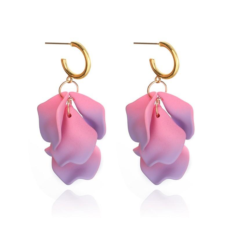 Pinkdudu Fashion Rose Flower Petal Drop Earrings Resin Gradient Color Flower Earrings Women Jewelry PD2384