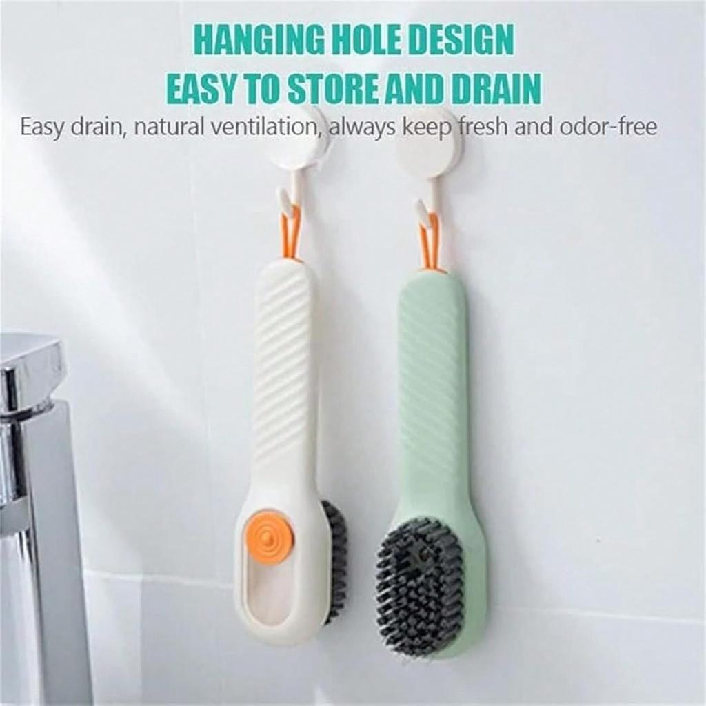 2-in-1 Multifunction Cleaning Brush with Soap Dispenser, Soft Bristle Liquid Shoe & Laundry Brush for Home Cleaning