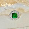 925 Sterling Silver Fashion Luxury Emerald Zircon Ring, Birthday Party Anniversary Gift, Ladies Jewelry