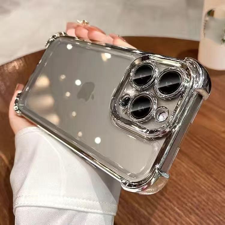 4 Corner Airbags Protective Case for IPhone XR XS 11 12 13 14 15 16 Pro Max with Lens Film Shockproof Transparent  Hard Cover