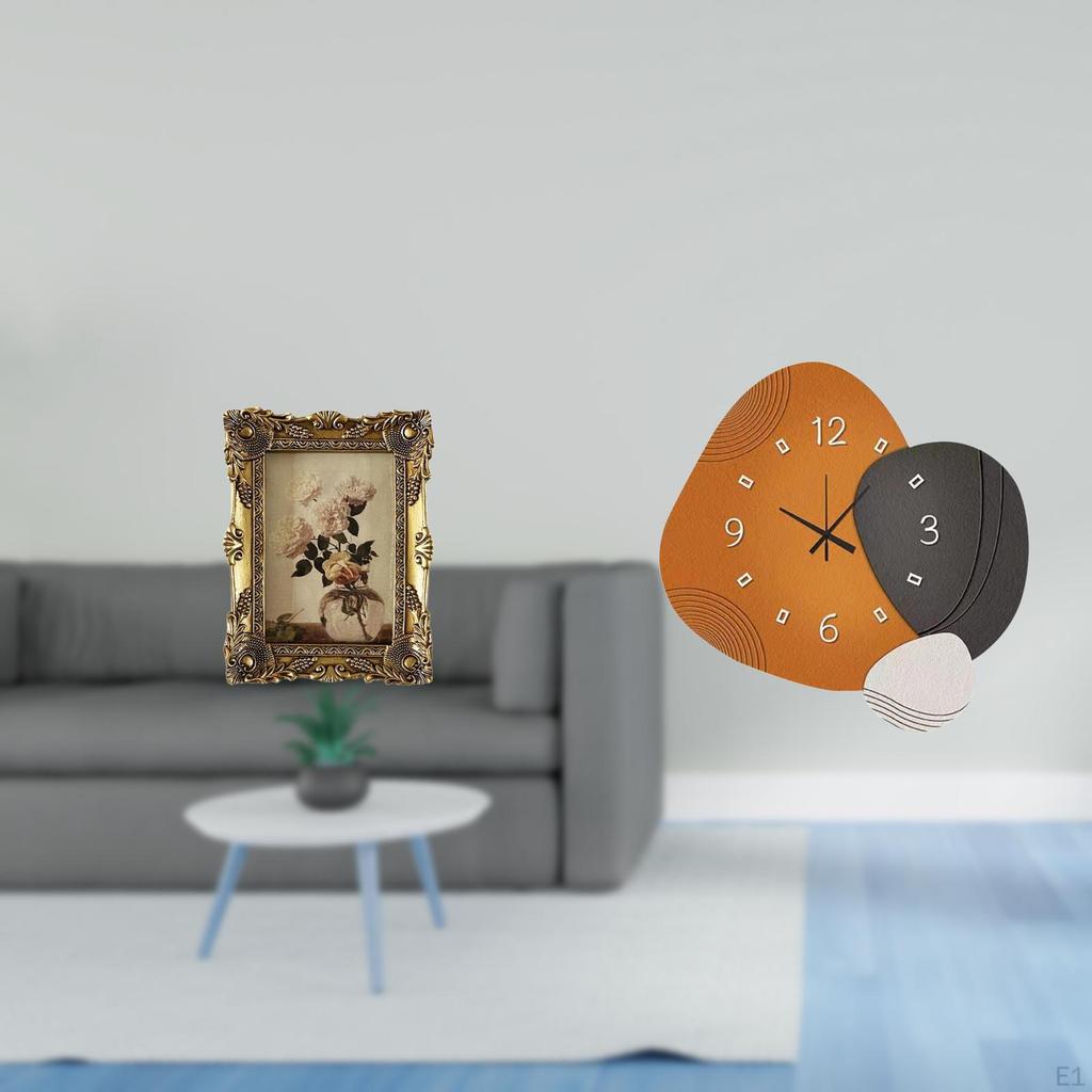 Vintage Resin Photo Frame And Wall Clock Decorative Ornament for Tabletop Hallway Bedroom Bathroom