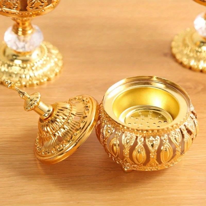 Exquisite Arabic Style Hollow Tower Incense Burner  Crafted From Golden Metal for Bakhoor Ideal for Home and Hotel Ornament