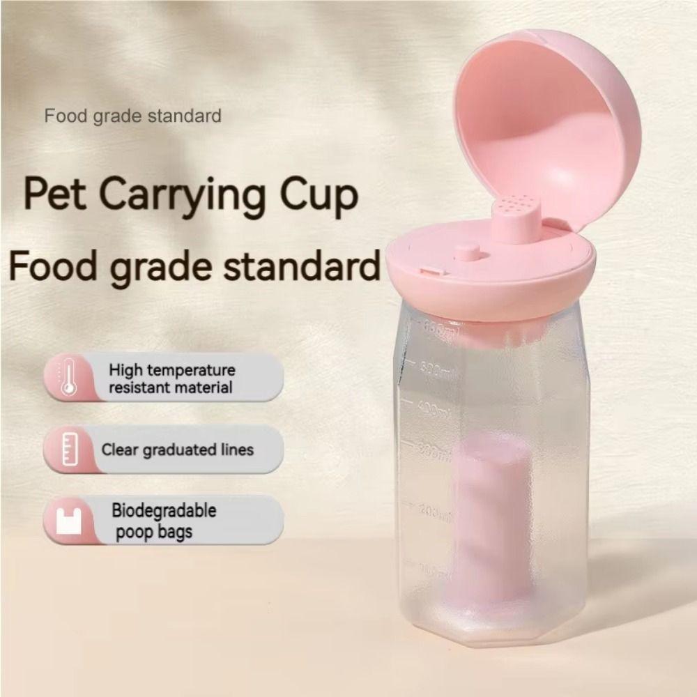 

Dual-use Travel Dog Water Bottle Heat-Resistant Drinking Bowls with Poop Bag Cat Blue 300ml