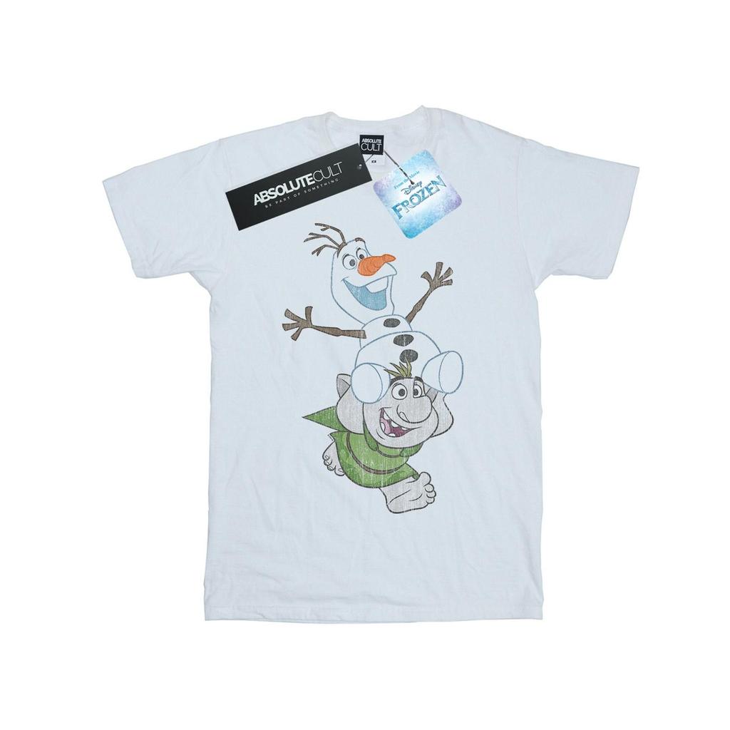 Disney Womens/Ladies Frozen Olaf And Troll Cotton Boyfriend T-Shirt
