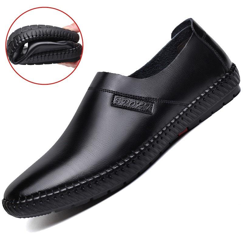 Leather Shoes for Men's Spring New Style Breathable Bean Shoes for Men's Casual Shoes Soft Sole Men's Shoes