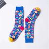 Retro Color-Block Mid-Calf Socks: Trendy Unisex Cartoon Shell Design, Bright and Stylish for Couples