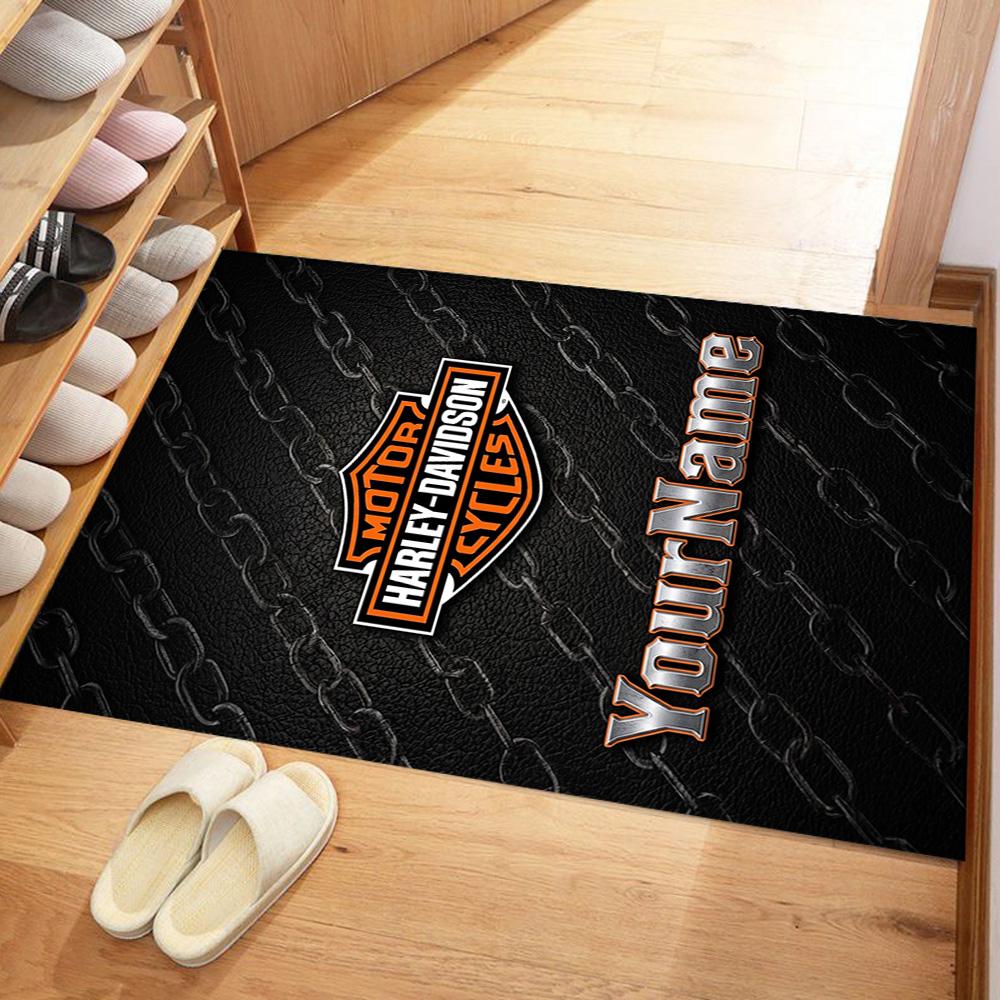 Harley-davidson Motorcycles Customize Your Name Floor Rug Office Rug Design for Outdoor Dormitory Balcony Playrooms Anti-slip Rug Office home decor