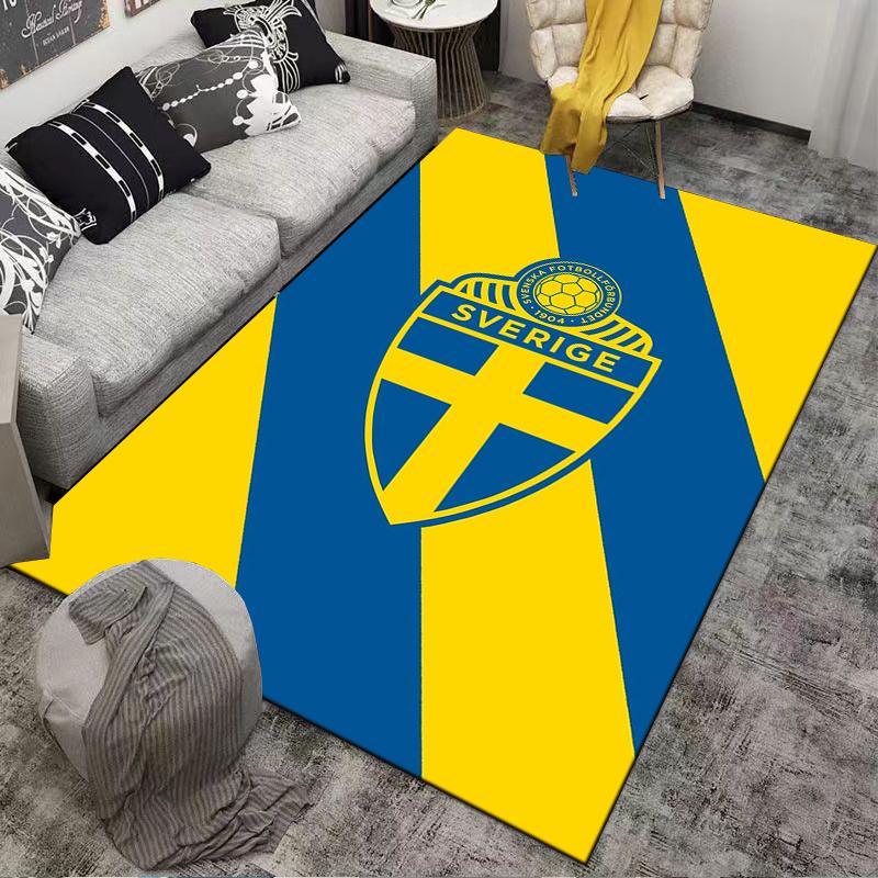 Sweden Flag Designed floor mat, suitable as a non-slip mat for the living room or bedroom sofa