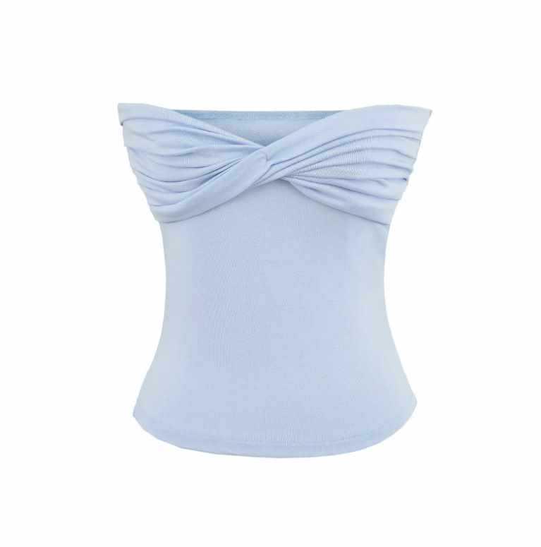 Летний набор: Бандо топ с пряной текстурой и широкие вязаные брюки Large