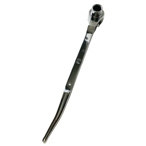 Warabi Ueda Ratchet Wrench, Double-Ended, with Spindle, 17 X 21mm, Long Curved, Fully Polished, Carabiner Attachable